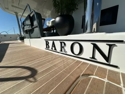Deck of Baron, a Lagoon 52 catamaran at Athens, Greece