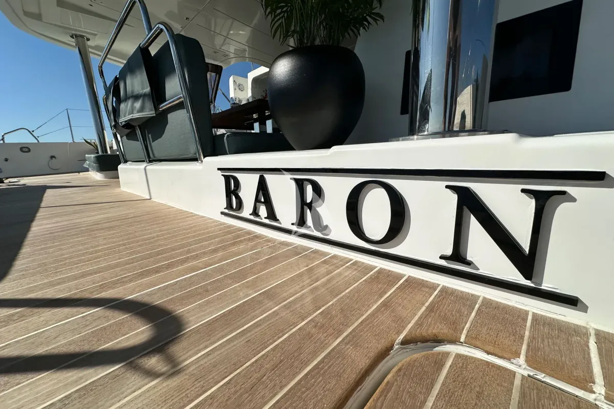 Deck of Baron, a Lagoon 52 catamaran at Athens, Greece