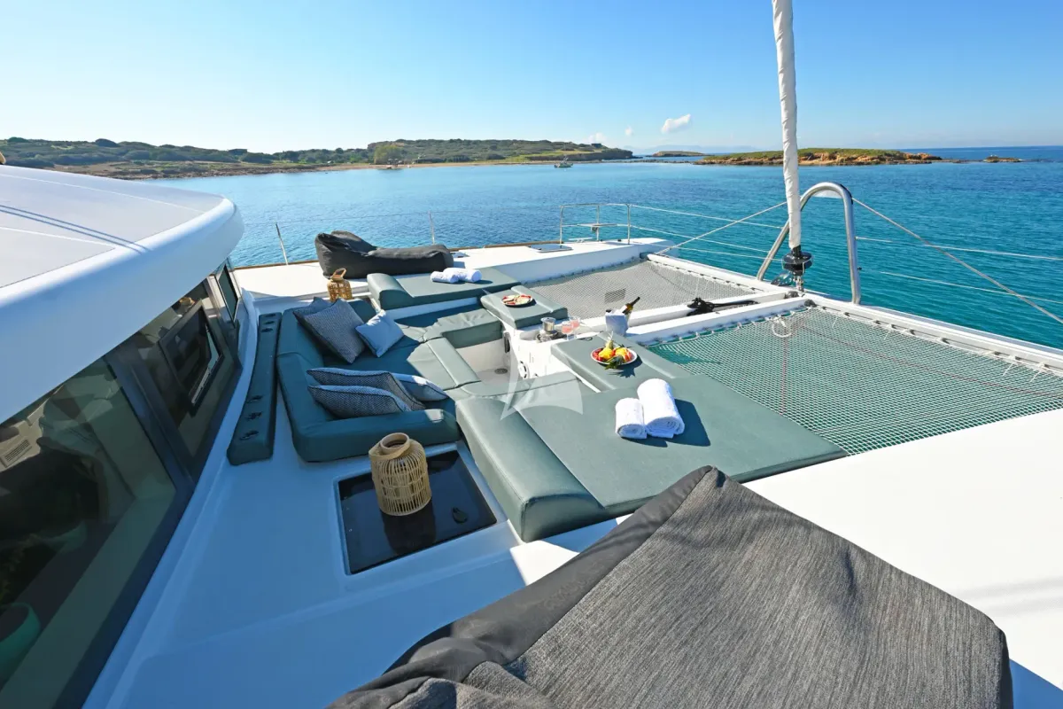 Deck of Baron, a Lagoon 52 catamaran at Athens, Greece