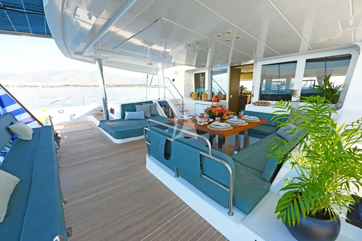 Deck of Baron, a Lagoon 52 catamaran at Athens, Greece