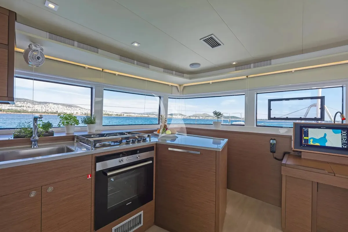 Galley of Baron, a Lagoon 52 catamaran at Athens, Greece