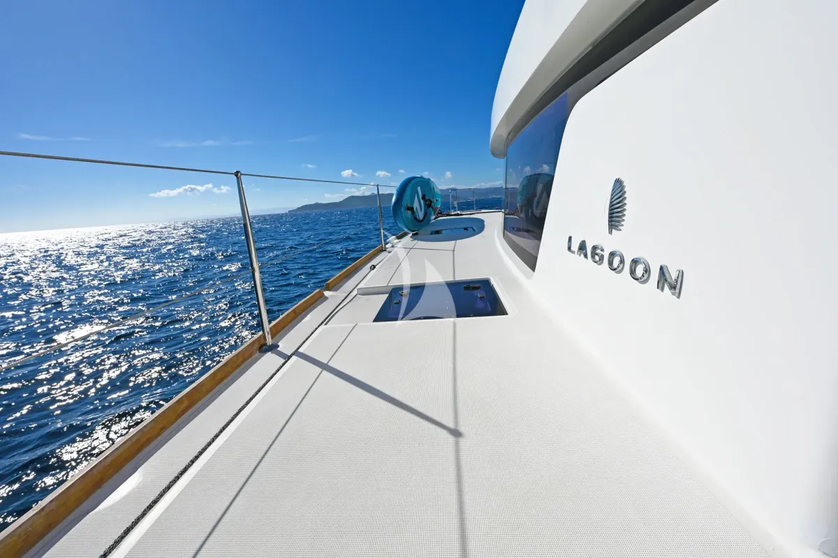 Deck of Baron, a Lagoon 52 catamaran at Athens, Greece