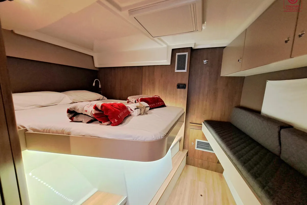 Cabin on Turandot, a Bali Catspace catamaran at Sant Antoni de Portmany, Spain
