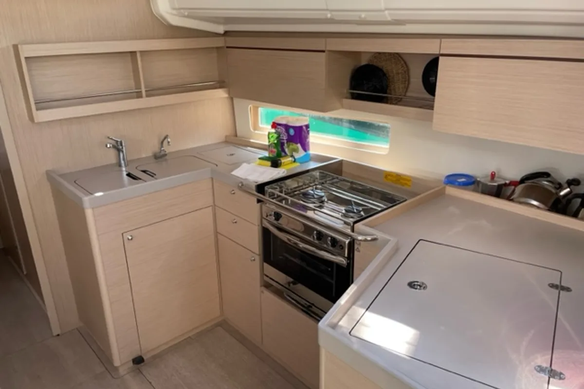 Galley of Enjoy, a Beneteau Oceanis 40.1 sailboat at Seget Donji, Croatia