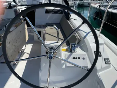 Cockpit of Enjoy, a Beneteau Oceanis 40.1 sailboat at Seget Donji, Croatia