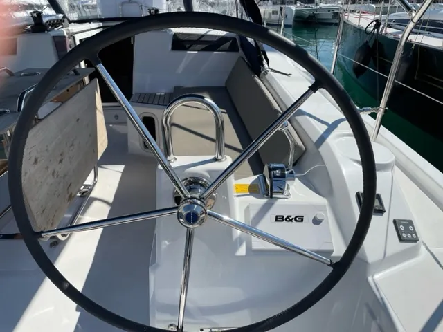 Cockpit of Enjoy, a Beneteau Oceanis 40.1 sailboat at Seget Donji, Croatia