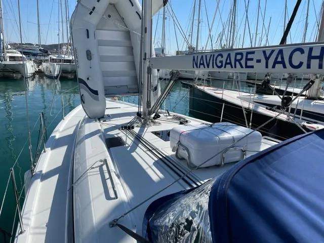 Deck of Enjoy, a Beneteau Oceanis 40.1 sailboat at Seget Donji, Croatia