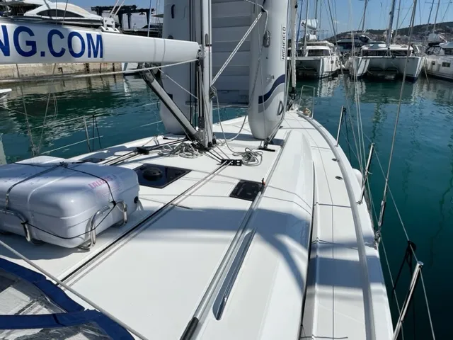 Deck of Enjoy, a Beneteau Oceanis 40.1 sailboat at Seget Donji, Croatia