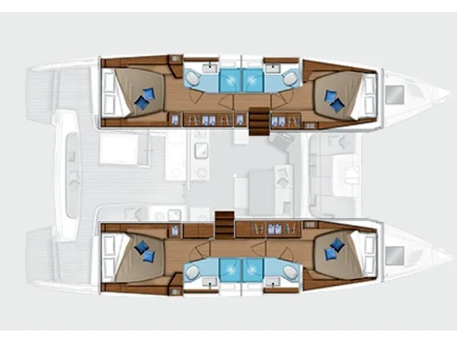 Floor plan of Ginestra - Premium Line, a Lagoon 46 catamaran at Olbia, Italy