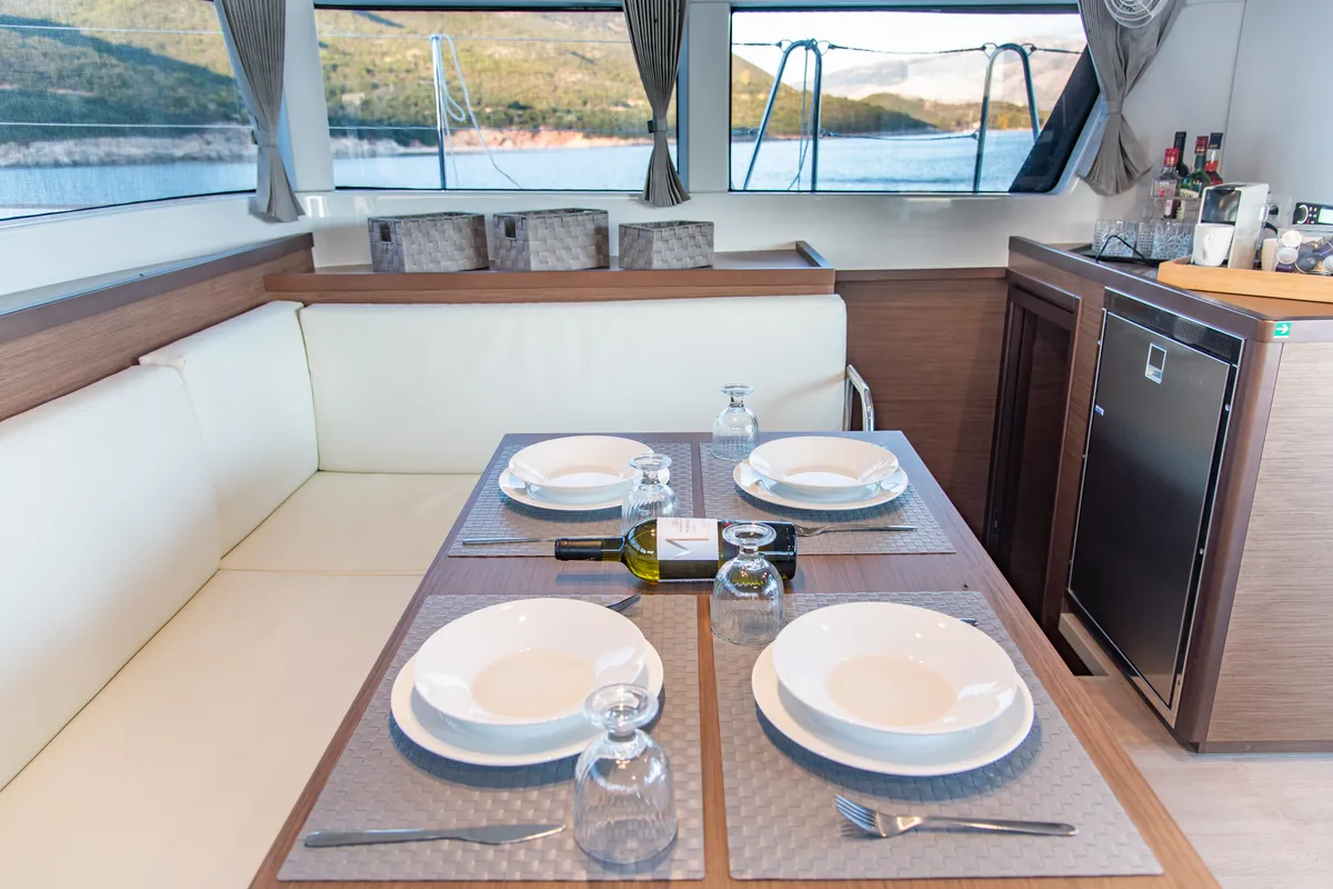 Salon of Trinacria, a Lagoon 40 catamaran at Municipal Unit of Anaktorio, Greece