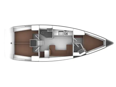 Floor plan of Anemoessa, a Bavaria Cruiser 41 sailboat at Kos, Greece