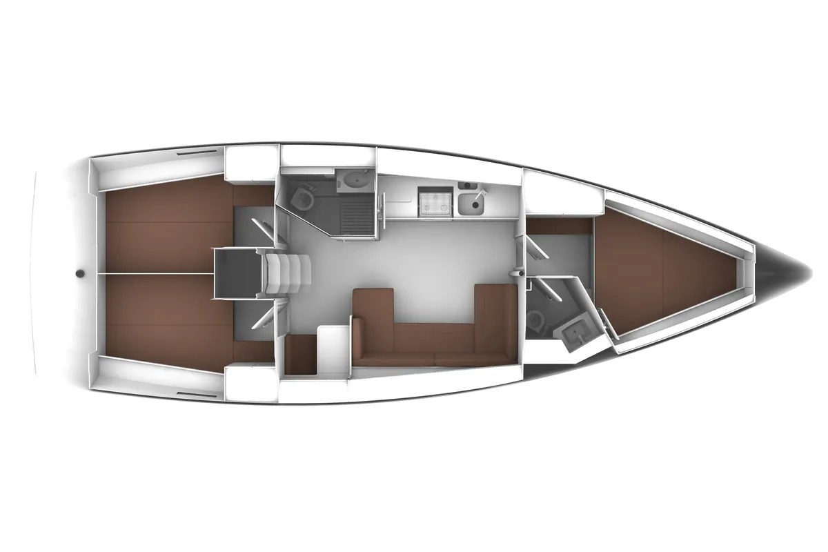 Floor plan of Anemoessa, a Bavaria Cruiser 41 sailboat at Kos, Greece