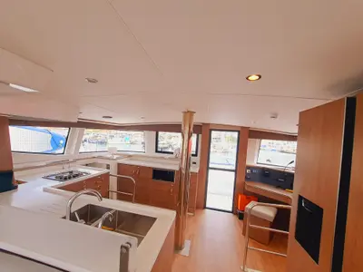 Galley of LOBA DO MAR, a Bali 4.6 catamaran at Sant Antoni de Portmany, Spain