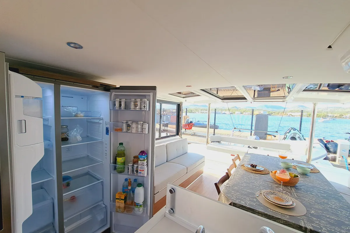 Galley of LOBA DO MAR, a Bali 4.6 catamaran at Sant Antoni de Portmany, Spain