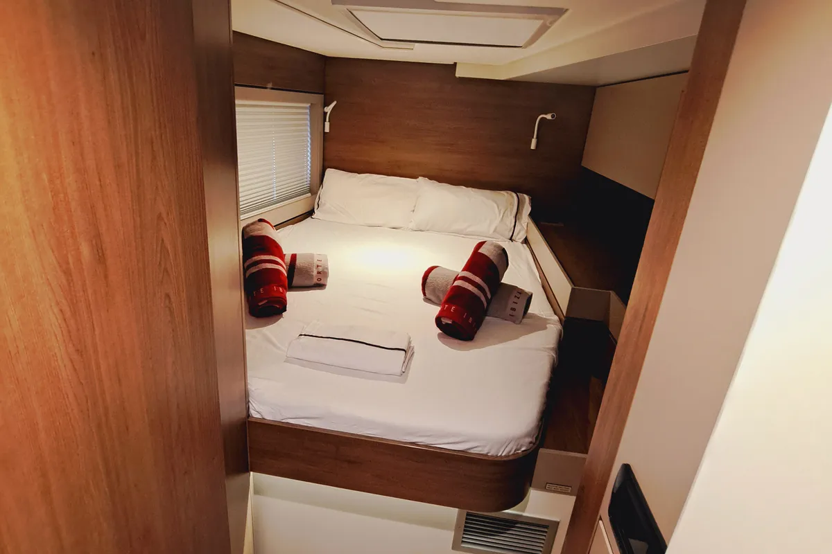 Cabin on LOBA DO MAR, a Bali 4.6 catamaran at Sant Antoni de Portmany, Spain
