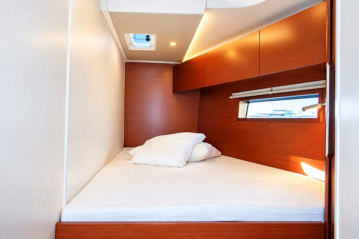 Cabin on Captain K, a Hanse 460 sailboat at Athens, Greece