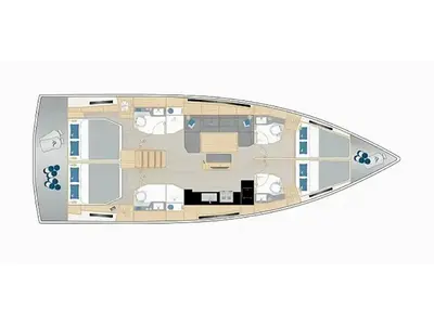 Floor plan of Captain K, a Hanse 460 sailboat at Athens, Greece