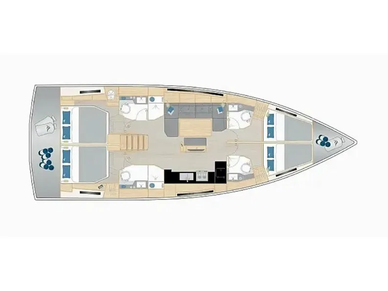 Floor plan of Captain K, a Hanse 460 sailboat at Athens, Greece