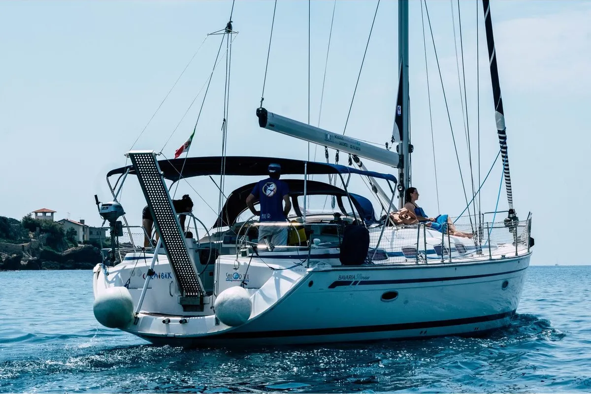 Exterior view of CARAIBIX, a Bavaria 50 Cruiser sailboat at Rosignano Solvay, Italy