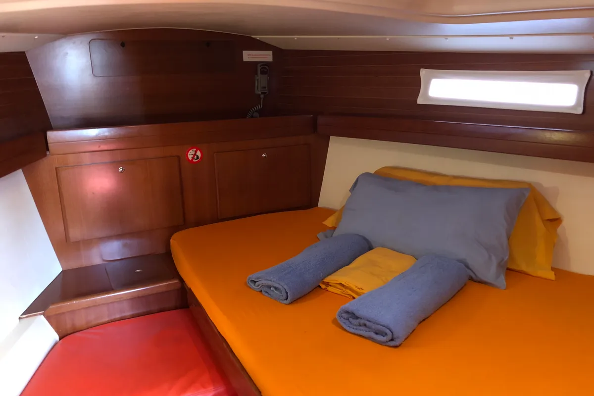 Cabin on Mentholad, a Dufour 365 Grand Large sailboat at Sant Antoni de Portmany, Spain