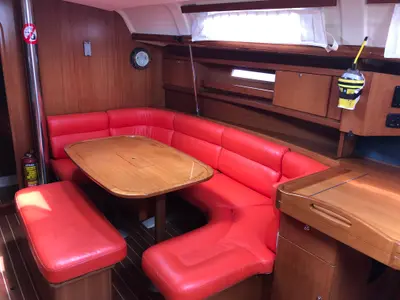 Salon of Mentholad, a Dufour 365 Grand Large sailboat at Sant Antoni de Portmany, Spain