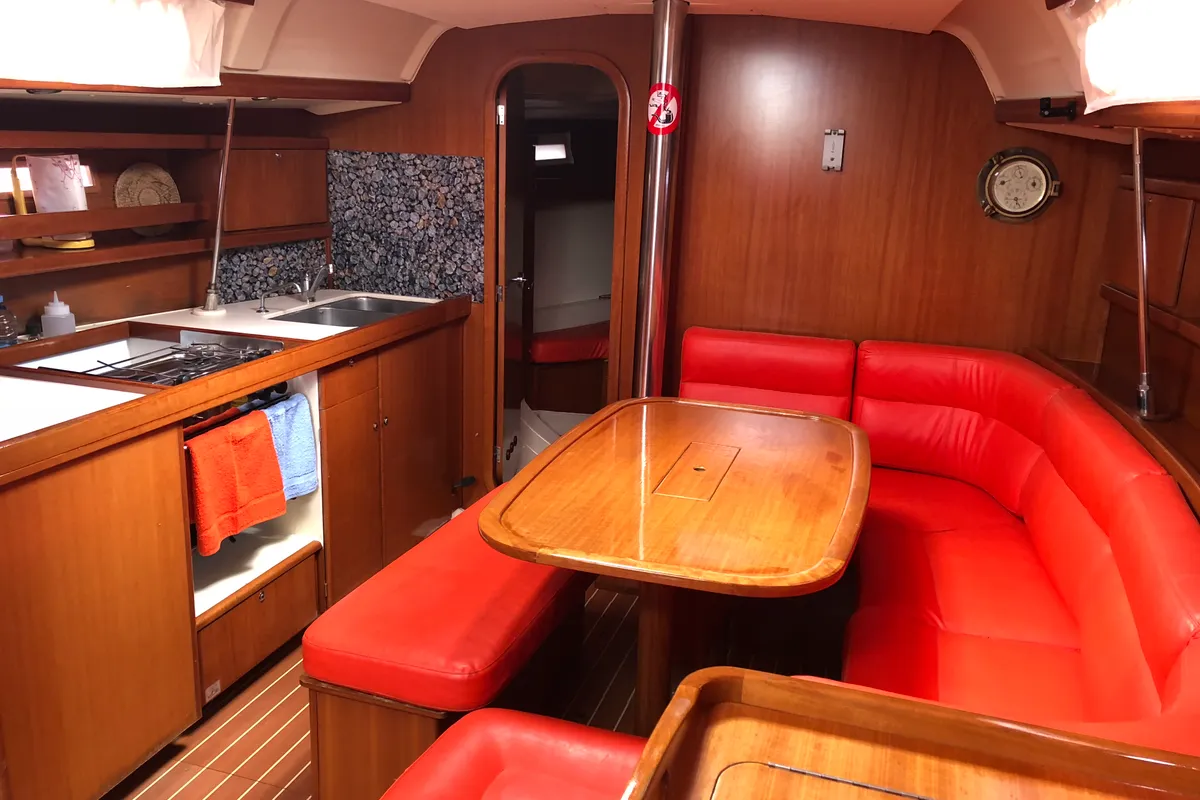 Salon of Mentholad, a Dufour 365 Grand Large sailboat at Sant Antoni de Portmany, Spain