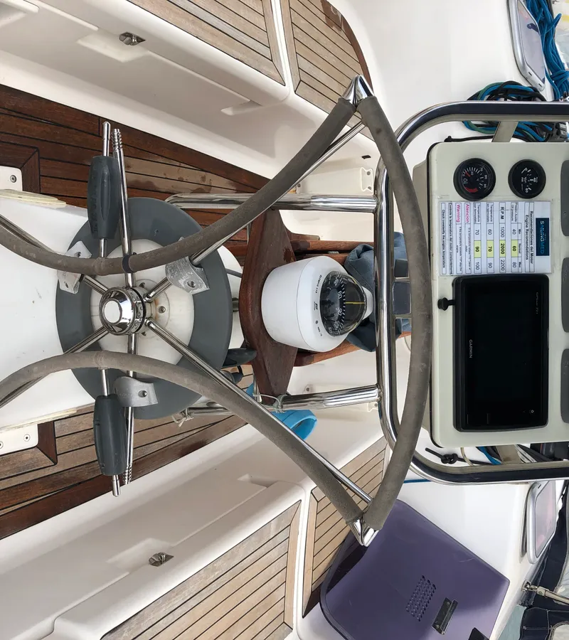 Cockpit of Mentholad, a Dufour 365 Grand Large sailboat at Sant Antoni de Portmany, Spain