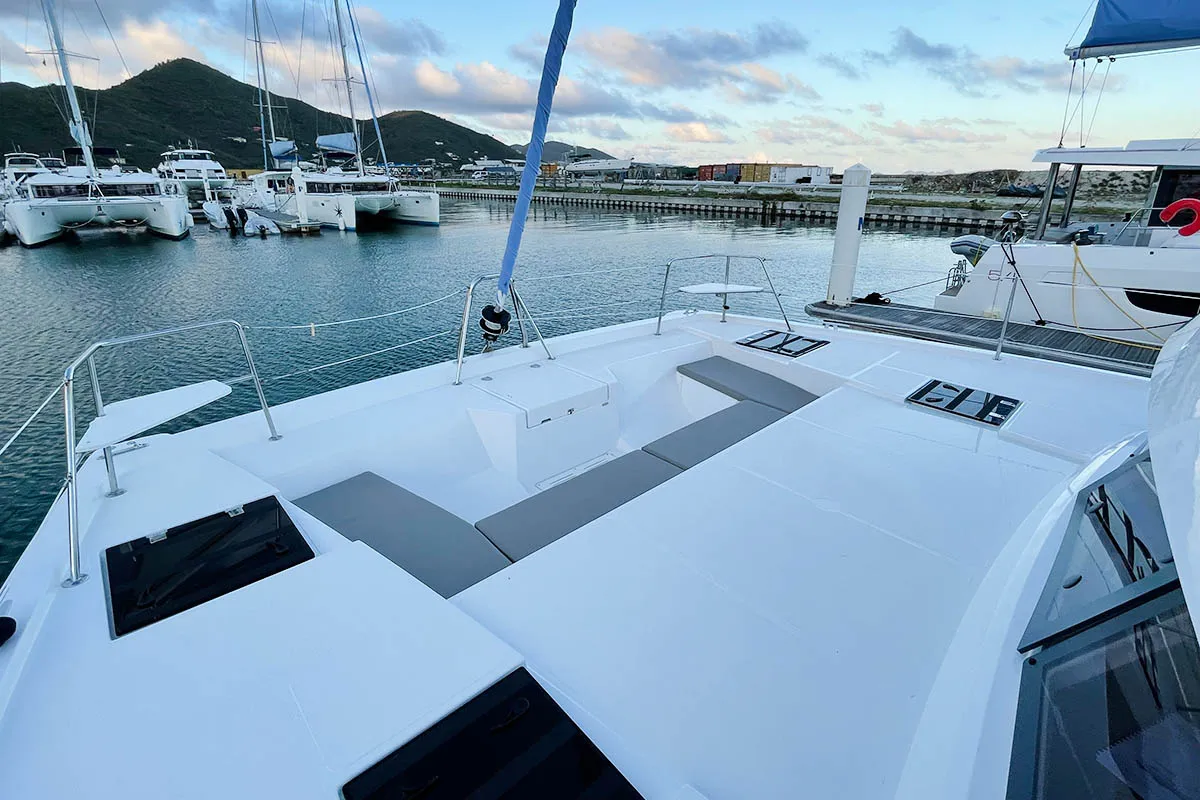 Deck of Imy Austral_X, a Bali Catspace catamaran at Road Town, British Virgin Islands