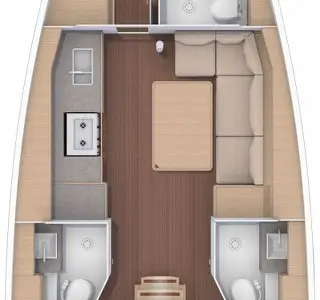 Floor plan of Friend Planet, a Dufour 390 GL sailboat at Tonnarella, Italy