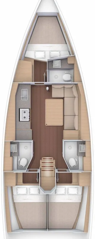 Floor plan of Friend Planet, a Dufour 390 GL sailboat at Tonnarella, Italy