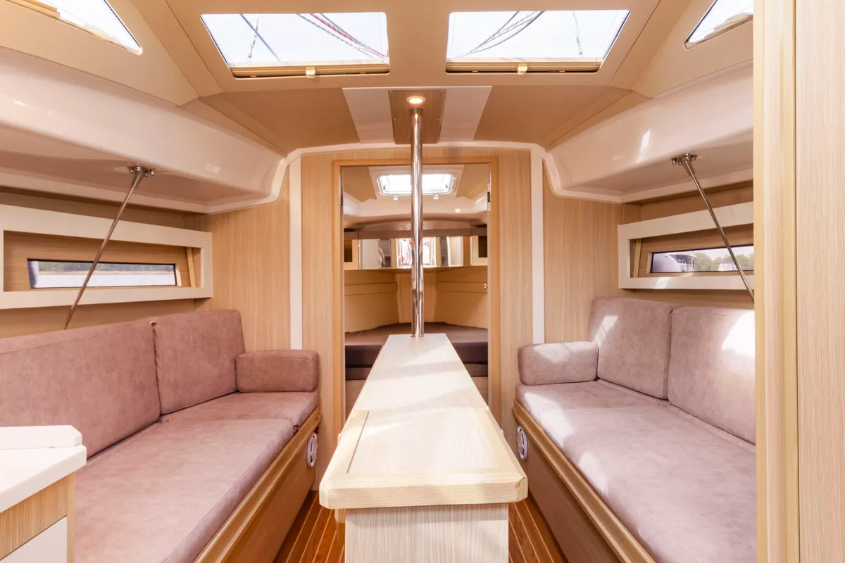 Salon of Wyspa Kormoranow, a Northman Maxus 34 sailboat at Sztynort, Poland