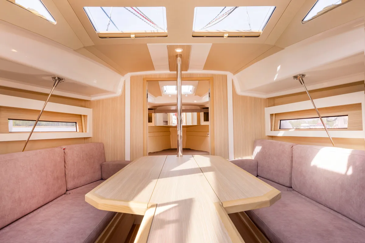 Salon of Wyspa Kormoranow, a Northman Maxus 34 sailboat at Sztynort, Poland