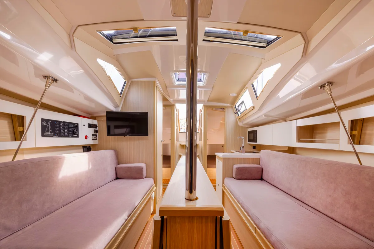 Salon of Wyspa Kormoranow, a Northman Maxus 34 sailboat at Sztynort, Poland