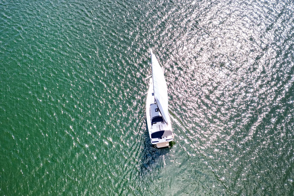 Exterior view of Wyspa Kormoranow, a Northman Maxus 34 sailboat at Sztynort, Poland
