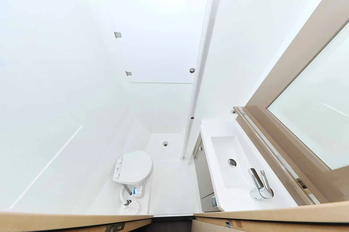 Head on Fee, a Fountaine Pajot Saona 47 Quintet catamaran at Grad Biograd na Moru, Croatia
