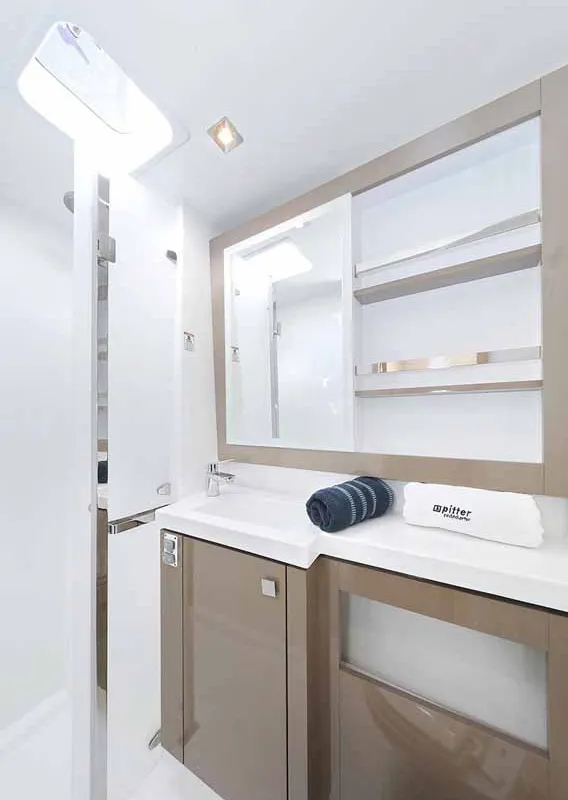 Head on Fee, a Fountaine Pajot Saona 47 Quintet catamaran at Grad Biograd na Moru, Croatia
