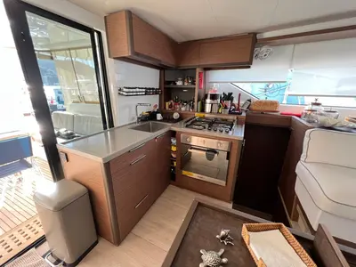 Galley of Swice, a Lagoon 50 OW catamaran at Fethiye, Turkey