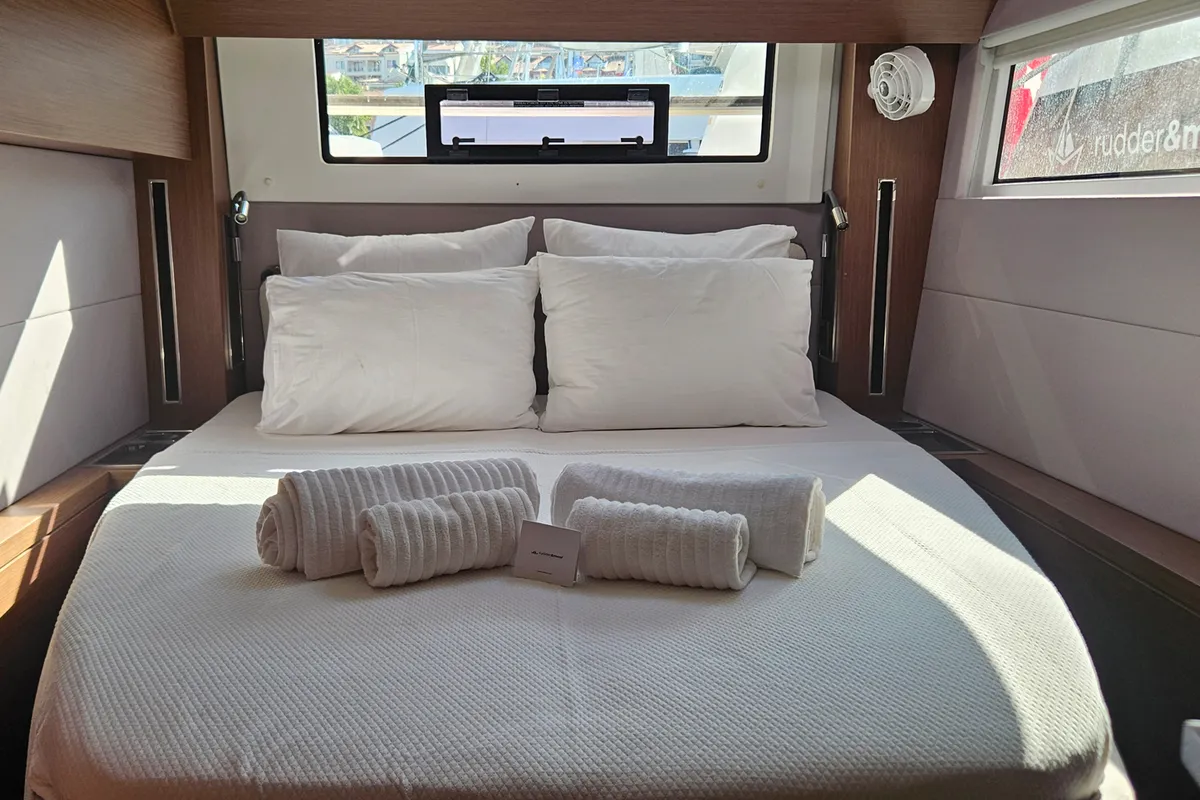 Cabin on Swice, a Lagoon 50 OW catamaran at Fethiye, Turkey