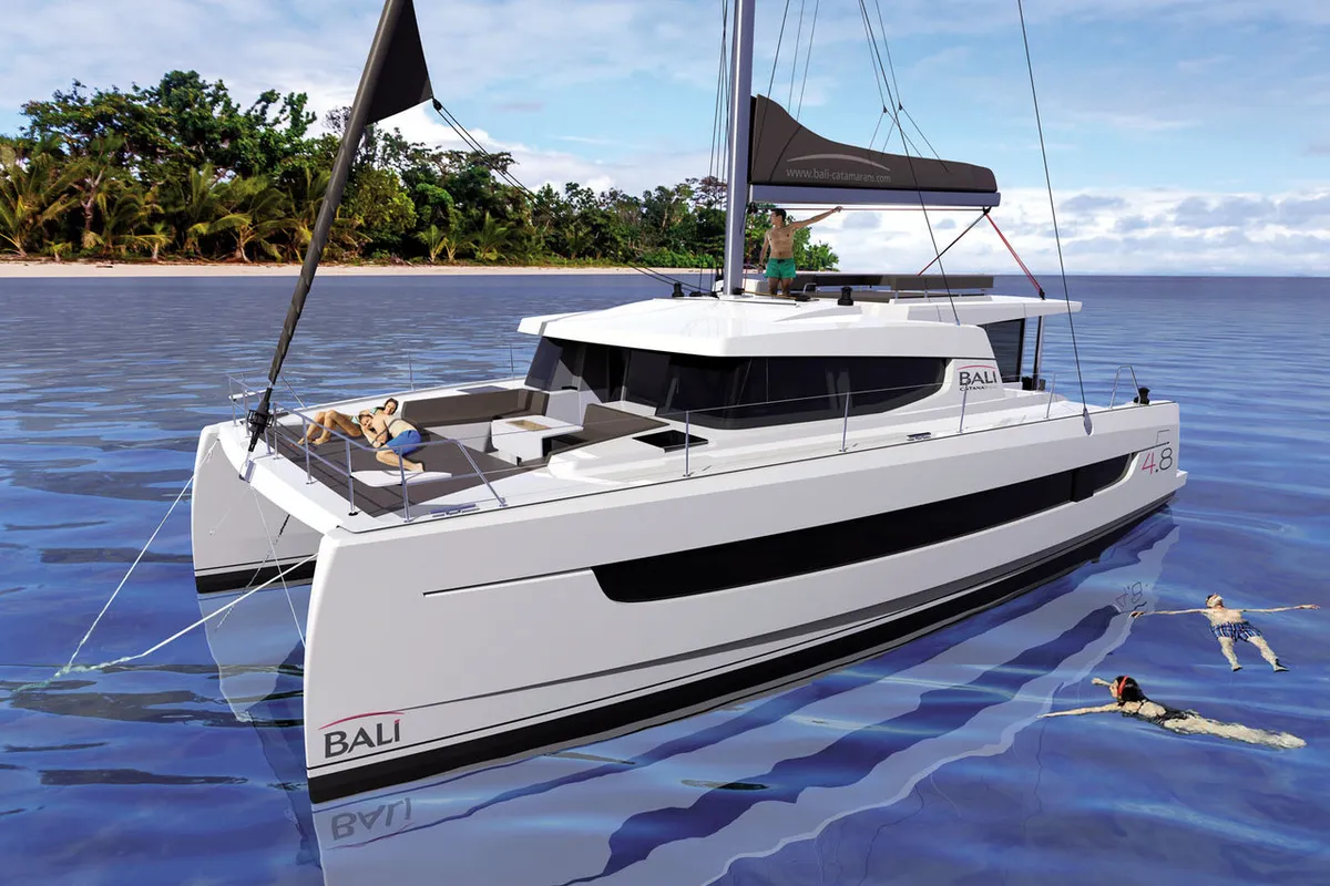 On Point, a Bali 4.8 catamaran at Central Abaco, Bahamas