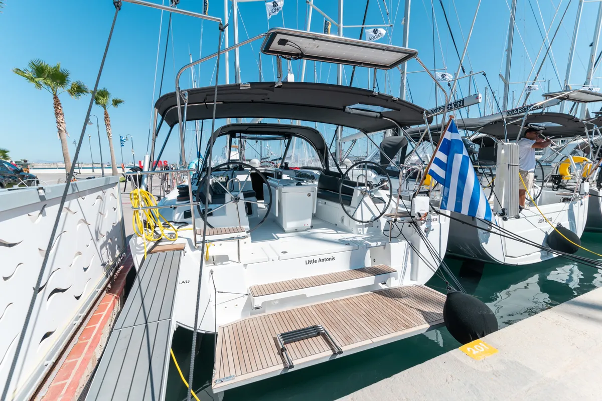 Exterior view of Little Antonis, a Beneteau Oceanis 40.1 sailboat at Kos, Greece