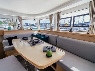 Salon of AMELIA, a Lagoon 42 catamaran at Grad Šibenik, Croatia