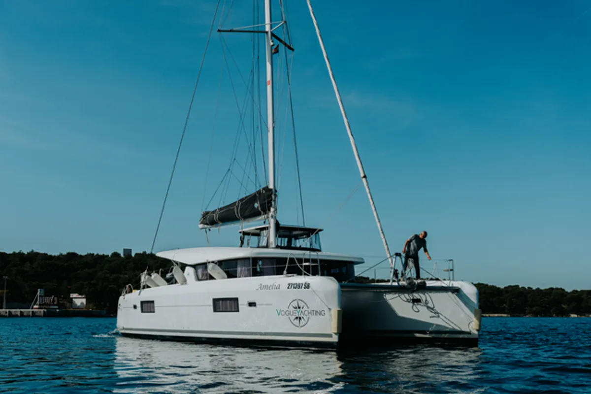 Exterior view of AMELIA, a Lagoon 42 catamaran at Grad Šibenik, Croatia