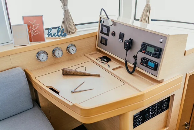 Cockpit of AMELIA, a Lagoon 42 catamaran at Grad Šibenik, Croatia