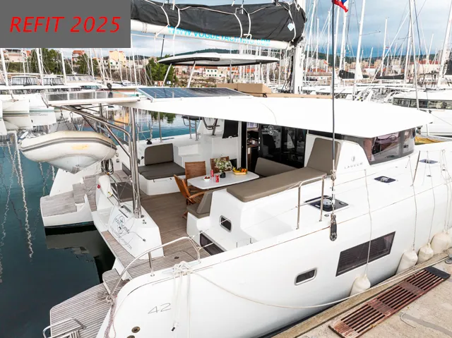 Exterior view of AMELIA, a Lagoon 42 catamaran at Grad Šibenik, Croatia