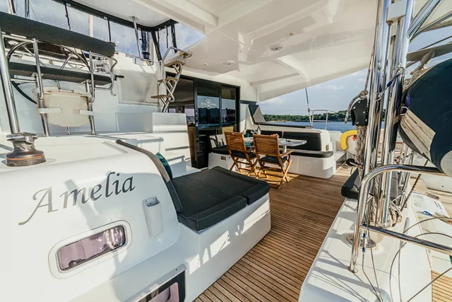 Deck of AMELIA, a Lagoon 42 catamaran at Grad Šibenik, Croatia