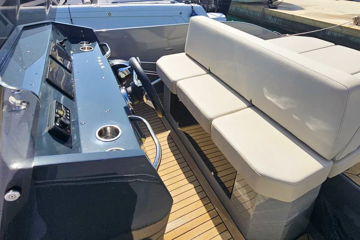 Deck of Diva, a RAND Play 24 motorboat at Seget Donji, Croatia