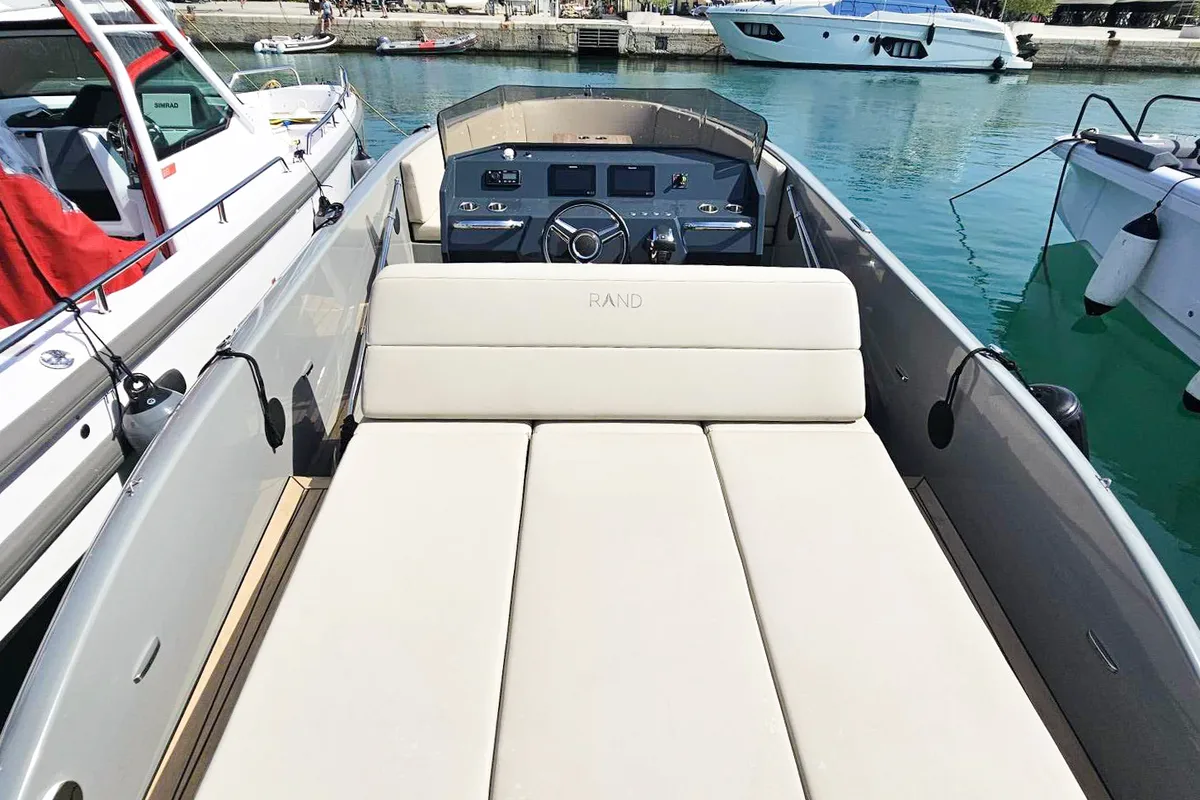 Deck of Diva, a RAND Play 24 motorboat at Seget Donji, Croatia