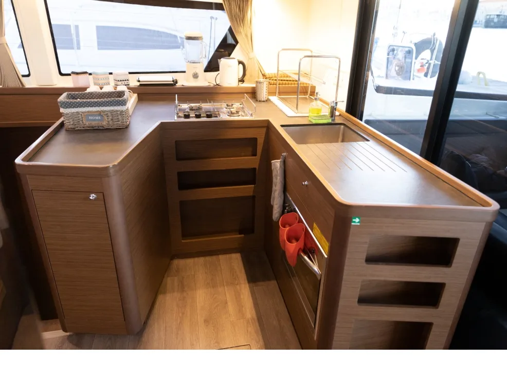 Galley of ALIZE, a Lagoon 42 catamaran at Municipal Unit of Lefkada, Greece