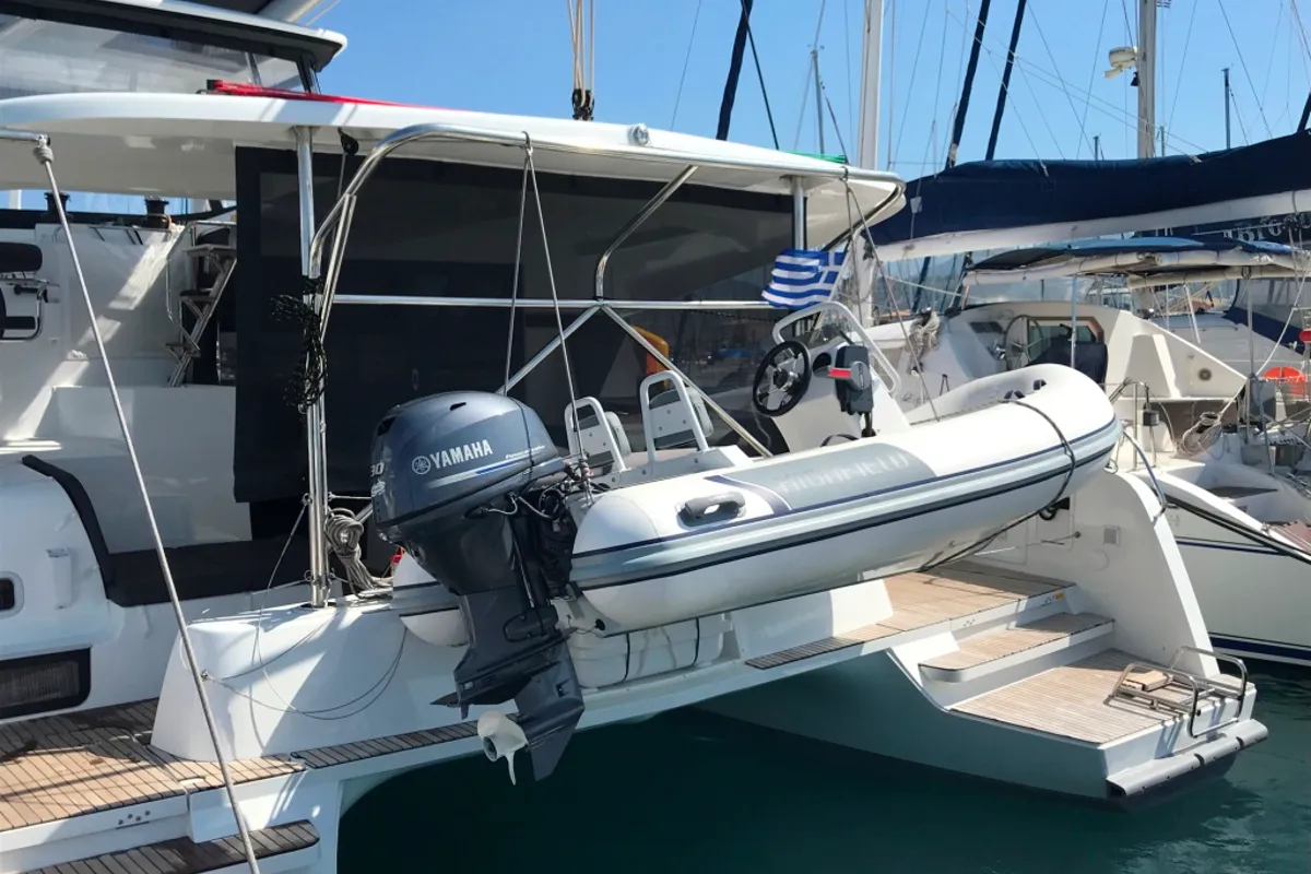 Exterior view of ALIZE, a Lagoon 42 catamaran at Municipal Unit of Lefkada, Greece