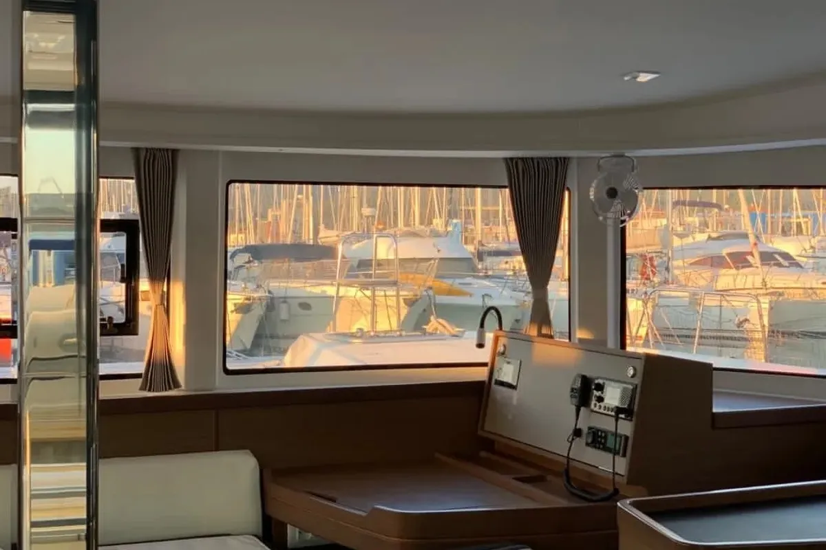 Salon of Maisha, a Lagoon 42 catamaran at Piombino, Italy